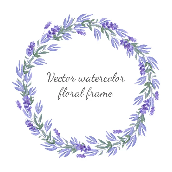 Aquarel ronde frame met bloemen ornamenten en lavendel bloemen — Stockfoto