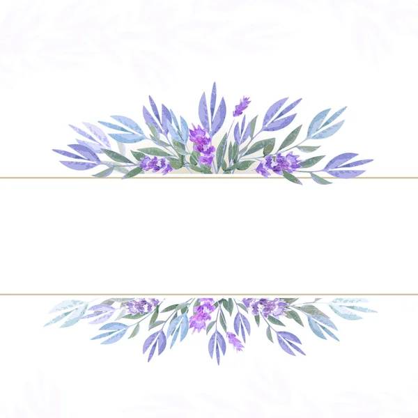 Niedlichen Rahmen mit lila Blumen und Platz für Text — Stockvektor