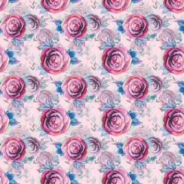 Eski güllerle suluboya kusursuz arkaplan