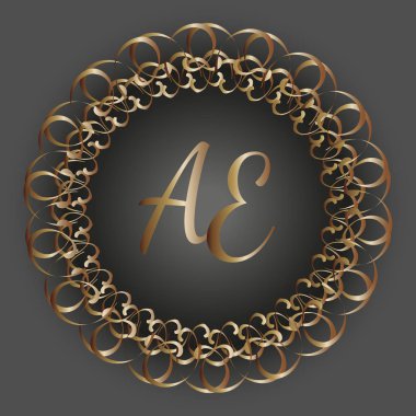 Açık gri arkaplanda harflerle siyah-altın çerçeve