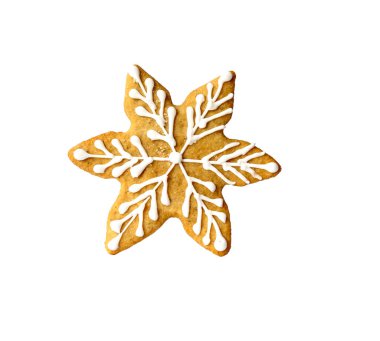 Beyaz arka plan üzerinde izole şekli Noel gingerbread yıldız