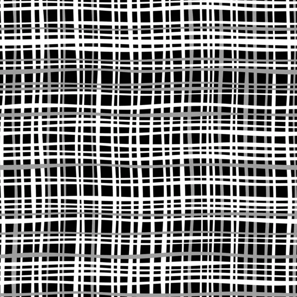 Vektorbild des Schnittpunkts des Gitters aus wellenförmigen Linien in schwarz, weiß und hellblau. nahtlose Muster für Stoffe, Tapeten und Webdesign. — Stockvektor