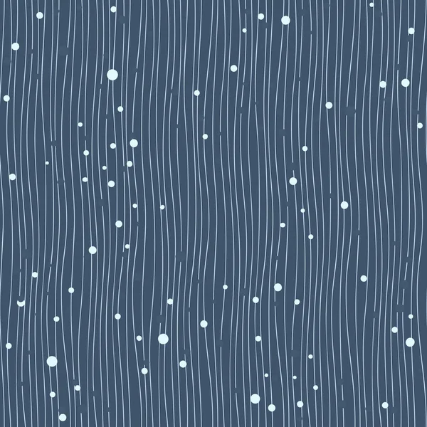 Vektorbild weißer vertikaler Streifen und Kugeln auf blauem Hintergrund. nahtlose Muster für Tapeten, Textilien und Webdesign. — Stockvektor