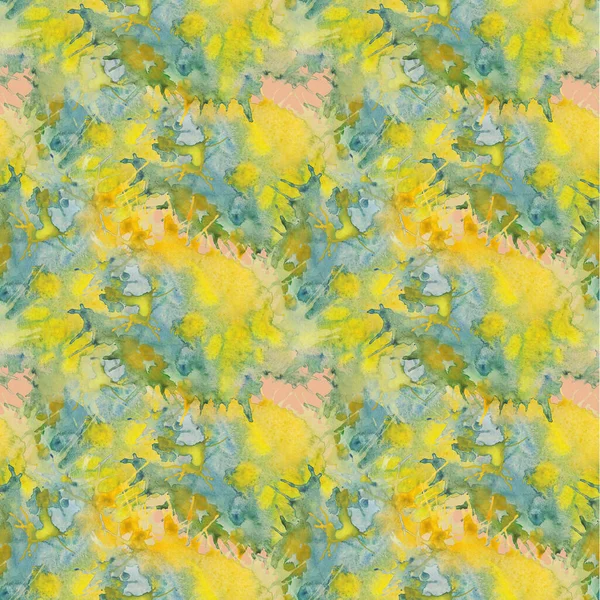 Aquarell nahtloses Muster aus gelb-grünen abstrakten Flecken — Stockfoto