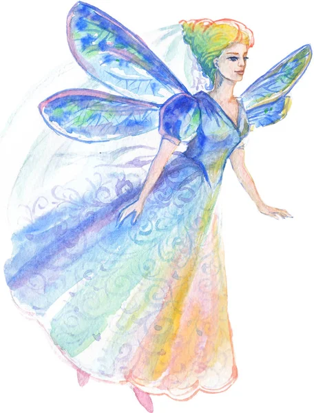ドレスや翼で良い妖精の水彩画のイメージ — ストック写真
