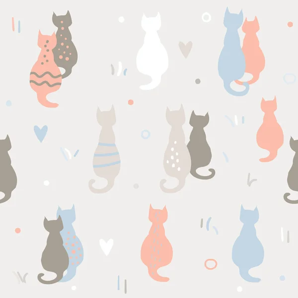 Modello Gatti Colore Carino Illustrazione Vettoriale — Vettoriale Stock