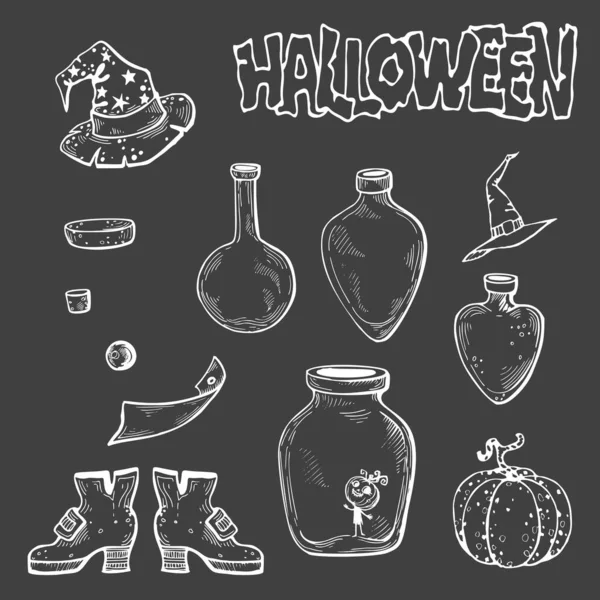 Conjunto Elementos Halloween Ilustración Vectorial — Archivo Imágenes Vectoriales