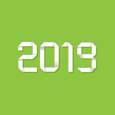 Yeşil bir arka plan origami 2019 sembolü.