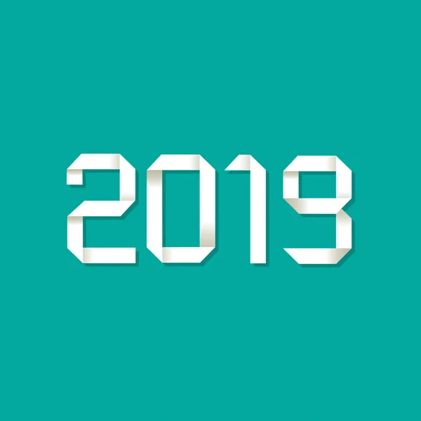 Symbole Origami 2019 Sur Fond Turquoise — Image vectorielle