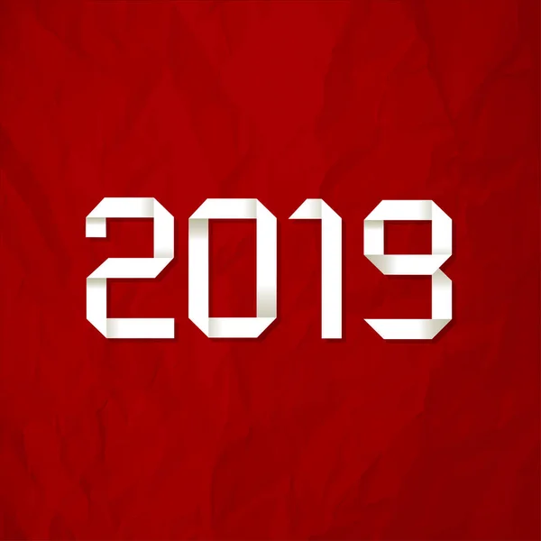 Origami 2019 Símbolo Fundo Vermelho Papel Amassado —  Vetores de Stock