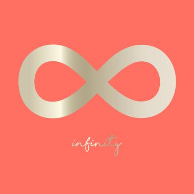 Sonsuzluk simgesi bir mercan renk arka plan üzerinde gümüş