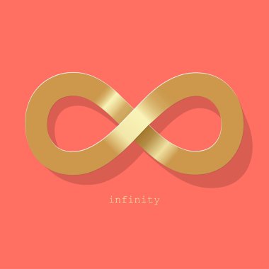Bir mercan üzerinde sonsuzluk simgesi altın renk arka plan