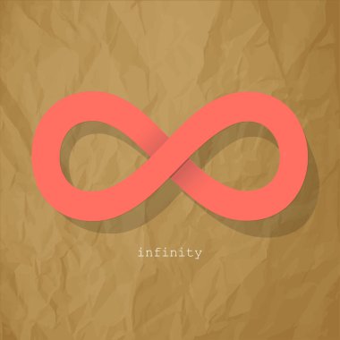 Sonsuzluk simgesi bir buruşuk kağıt kahverengi zemin üzerine mercan rengi