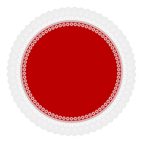 Broderie Ajourée Rouge Sur Fond Blanc — Image vectorielle