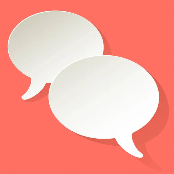 Chat Speech Bubbles Vector Ellipse White Coral Color Background Corner — Stock Vector