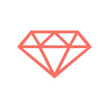 Beyaz arka planda elmas simgesi Mercan rengi