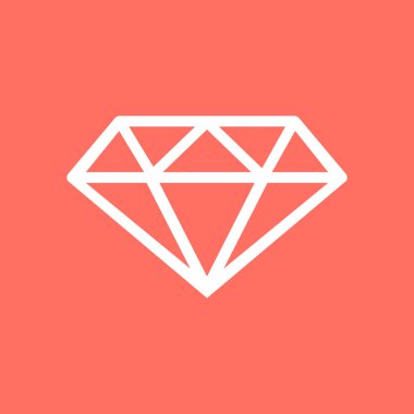 Mercan rengi arka planda elmas simgesi beyaz