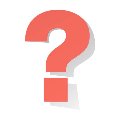 Beyaz arka planda soru Işareti Mercan rengi