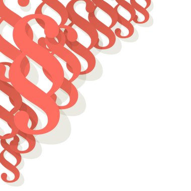 Paragraf vektör beyaz bir arka planda köşesinde mercan renk sembolleri