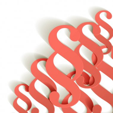 Paragraf vektör beyaz bir arka planda köşesinde mercan renk sembolleri