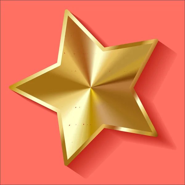 Vecteur Étoile Dorée Sur Fond Couleur Corail — Image vectorielle