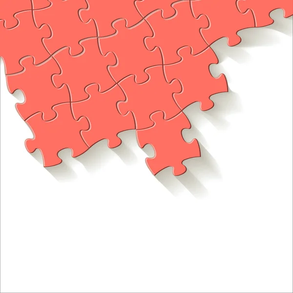 Puzzle Vector Coral Color Corner White Background — Stock Vector
