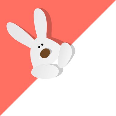 Bir Coral renk arka planda sol üst köşesinde Easter Bunny