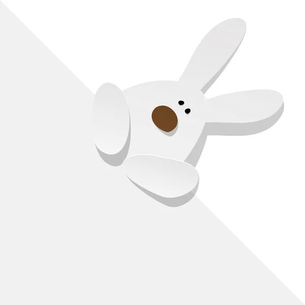 Пасхальный Кролик Левом Нижнем Углу Сером Фоне — стоковый вектор