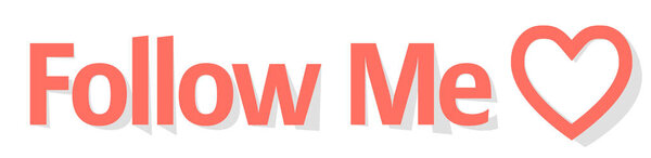 Follow Me Banner Coral color on a white background