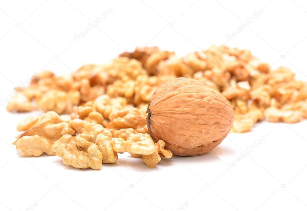  Raw walnuts on white background