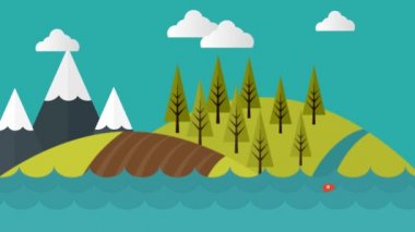 Dağ su sahne Video Motion grafik animasyon arka plan döngü Hd