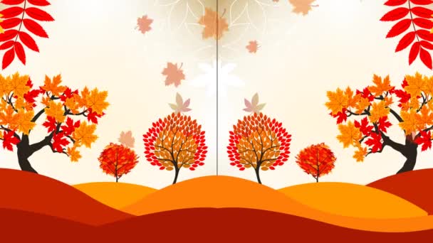 Falling Autumn Leaves Video Motion Graphics Animation Background Loop — Stock Video