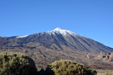 teide Milli Parkı ve dağ manzarası. Tenerife, Kanarya Adaları. 