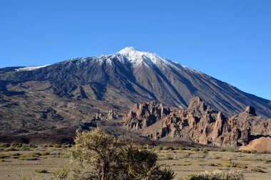 teide Milli Parkı ve dağ manzarası. Tenerife, Kanarya Adaları. 