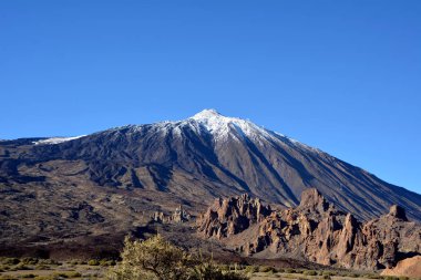 teide Milli Parkı ve dağ manzarası. Tenerife, Kanarya Adaları. 