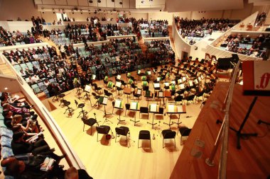 Miami, yeni dünya Senfoni kutluyor projeksiyonlar Yeni Dünya Merkezi binasında konser salonu üzerinde 7 yıl Florida - 20 Ocak.