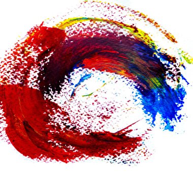 Soyut sanat arka plan çizimi, akrilik resim. Fırça darbeleri rengarenk desenli akrilik boya tuval üzerinde. Resim tasarımı veya arkaplan mesajı için resim. Modern çağdaş sanat.