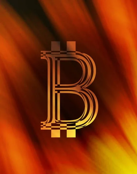 Konzept der Kryptowährung Bitcoin, grafische Collage, Lichteffekt. — Stockfoto