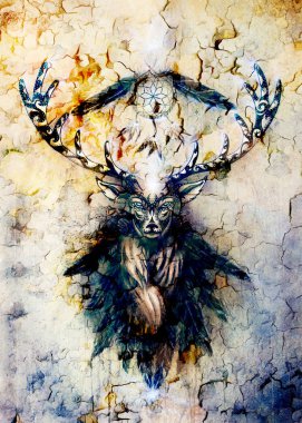 Kutsal süs geyik ruhu dream catcher simge ve tüyleri ile.