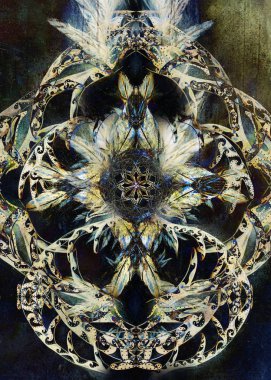 renk süs mandala ve suluboya arka plan usulca bulanık.