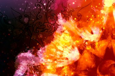 Mandala ve suluboya ve süs arka plan.