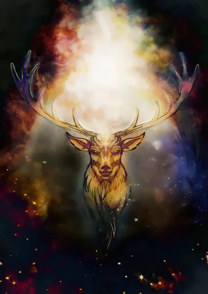 Duch Święty ozdobnych jelenia w kosmicznej przestrzeni. — Zdjęcie stockowe
