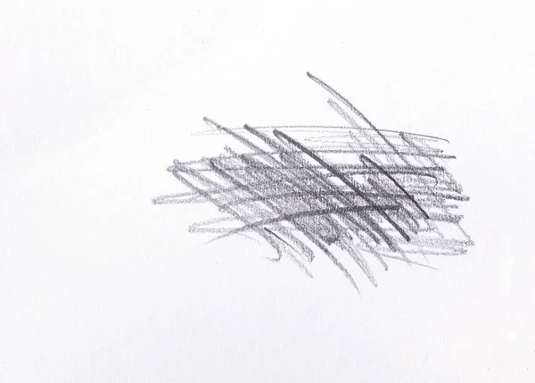 Plusieurs rayures linéaires au crayon sur une surface de papier vierge . — Photo