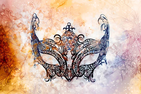 Filigrane doğrusal süslemeli güzel dekoratif Venedik tarzı maskesi. Grafik etkisi. — Stok fotoğraf