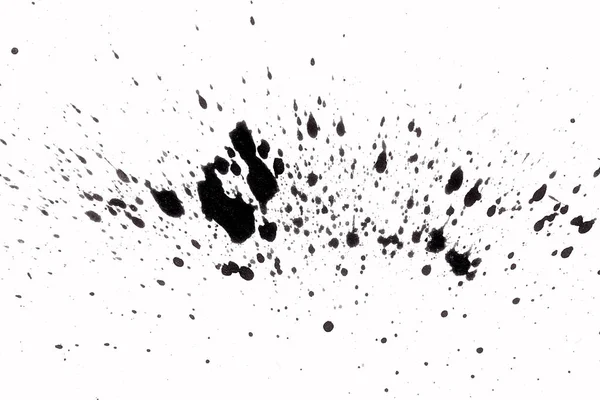Abstract zwart spatten op wit aquarelpapier. monochrome afbeelding. — Stockfoto