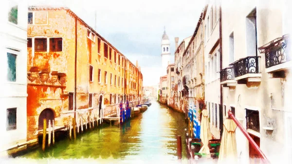 Paysage romantique de Venise, Italie. Peinture informatique. — Photo