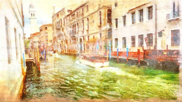 Paisaje Romántico Venecia Italia Pintura Informática —  Fotos de Stock