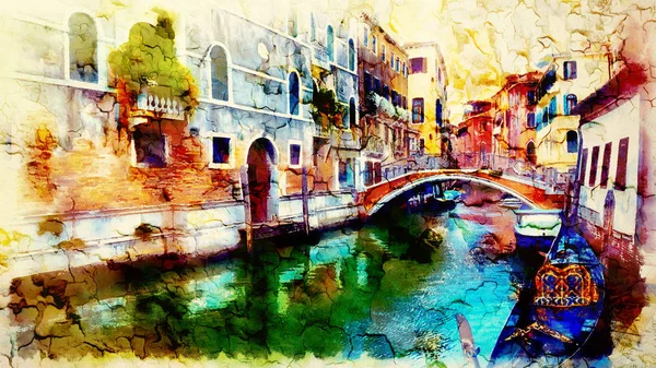 Romantic scenery of Venice, Italy. Computer painting