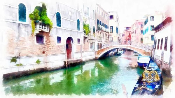 Paisaje Romántico Venecia Italia Pintura Informática — Foto de Stock