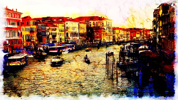Paisaje Romántico Venecia Italia Pintura Informática —  Fotos de Stock